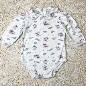 Vintage 1990s Basic Editions Baby Girl 18 Months Polar Bear Ruffle Neck Bodysuit